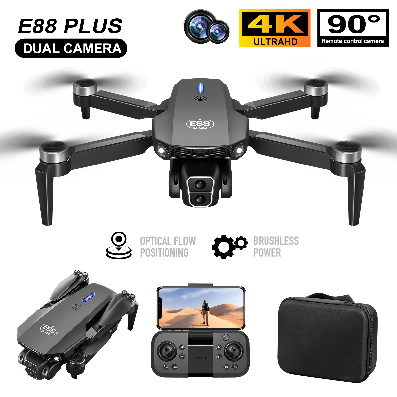 Novo drone quadricóptero E88 P - Drone Battery Case avaliação e preço