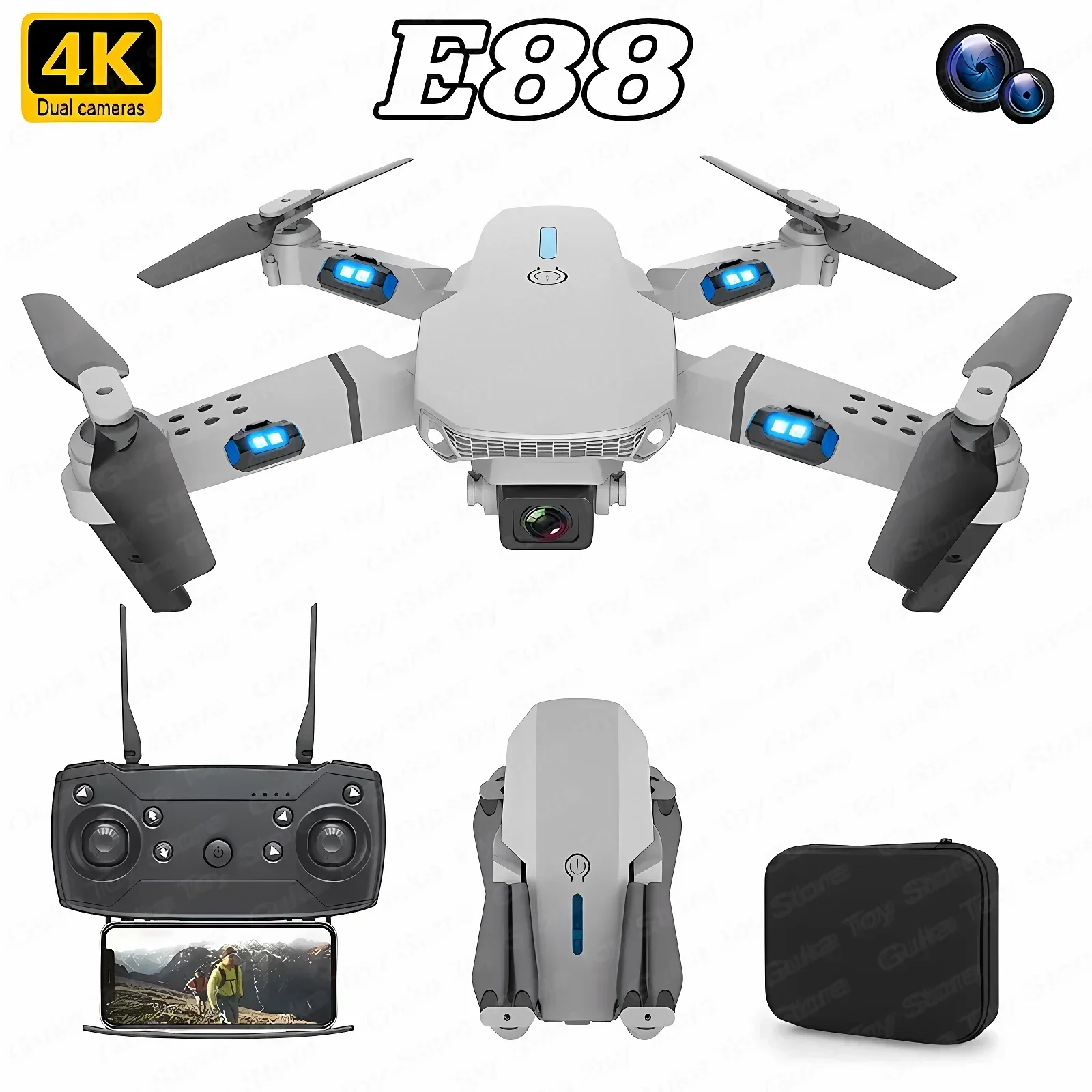 E88 pro wifi fpv drone grande  - Drone Battery Box avaliação e preço